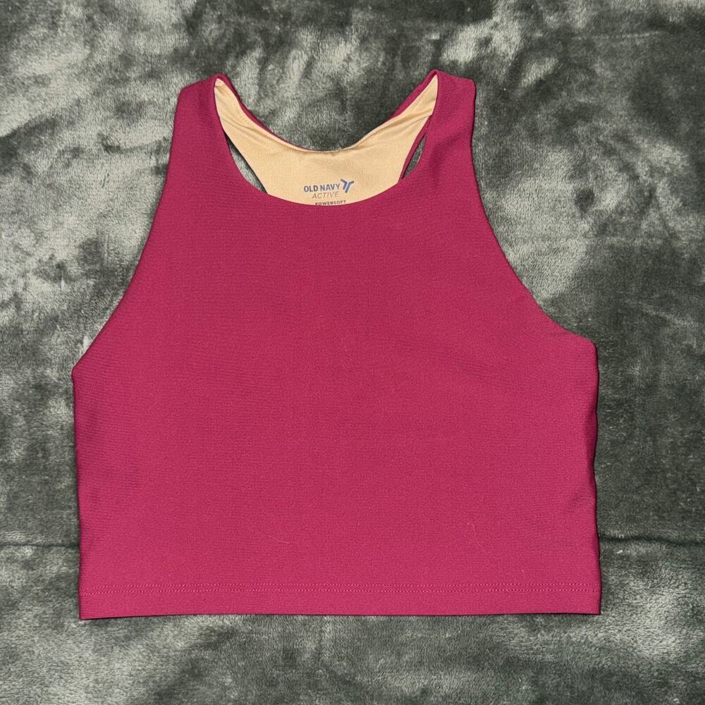 Old Navy Active PowerSoft Go-Dry Sports Bra Youth M8 Burgundy Stretch Racerback
